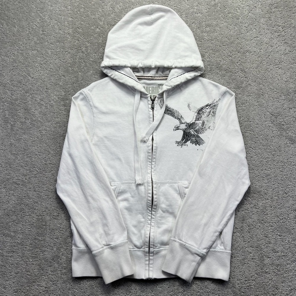 Y2k American Eagle Outfitters Hoodie Size White Eagle Graphic Vintage Fit Zip Up